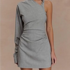 Meshki One-Shoulder Gray Dress
